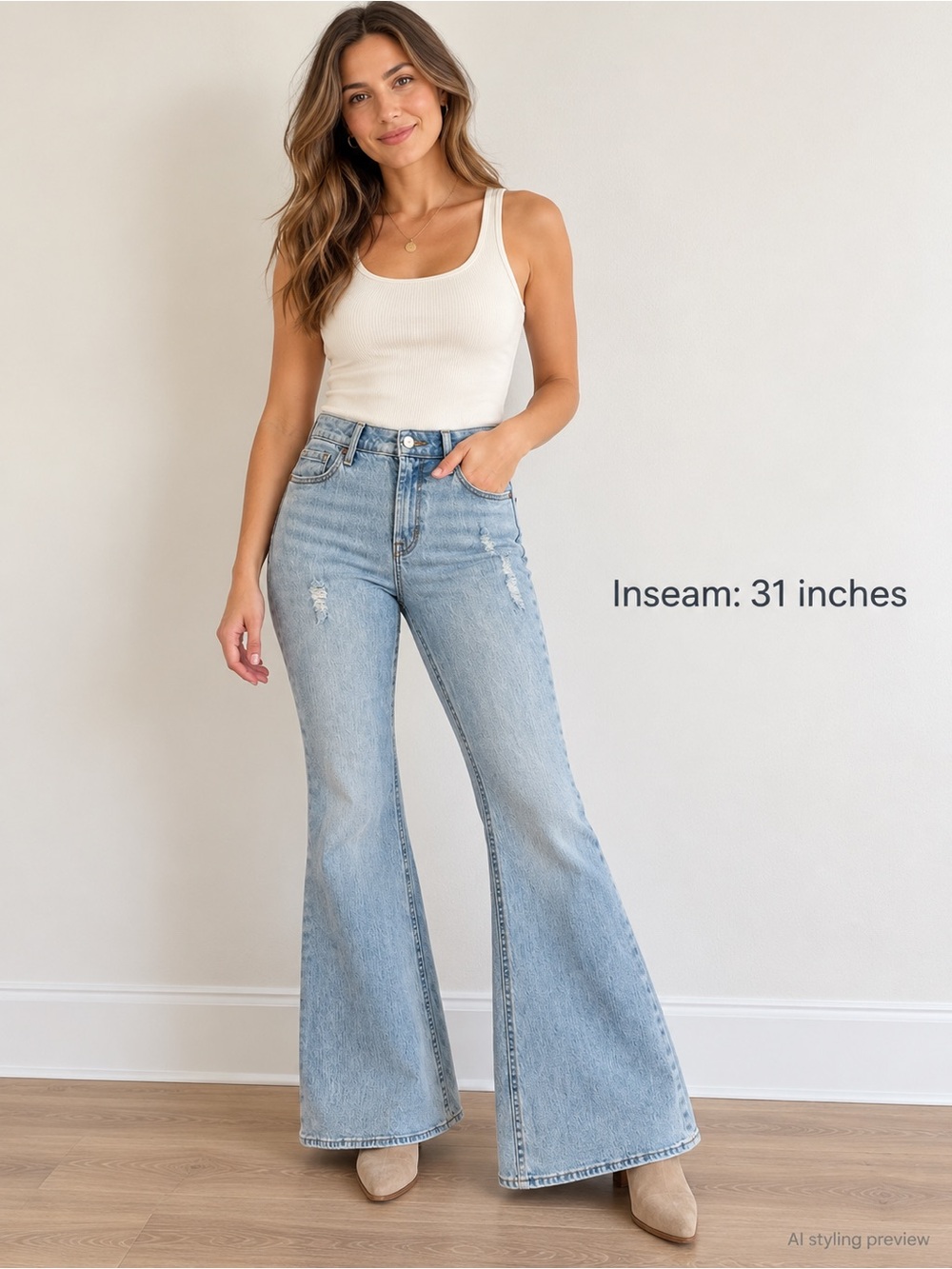 Old Navy High Rise Super Flare Jeans Women’s Size 6 Light Wash Distressed
